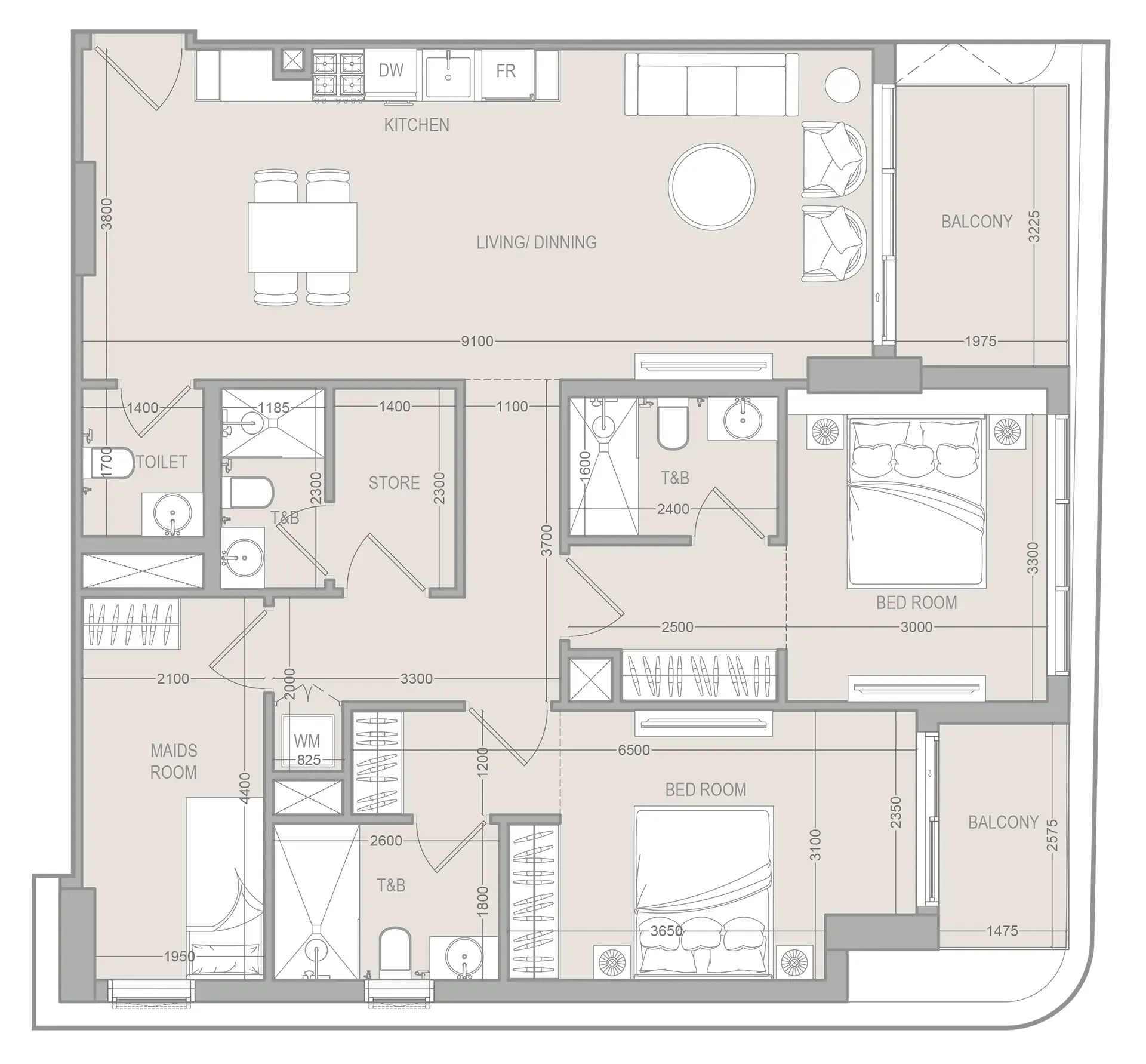 2 bedroom layout