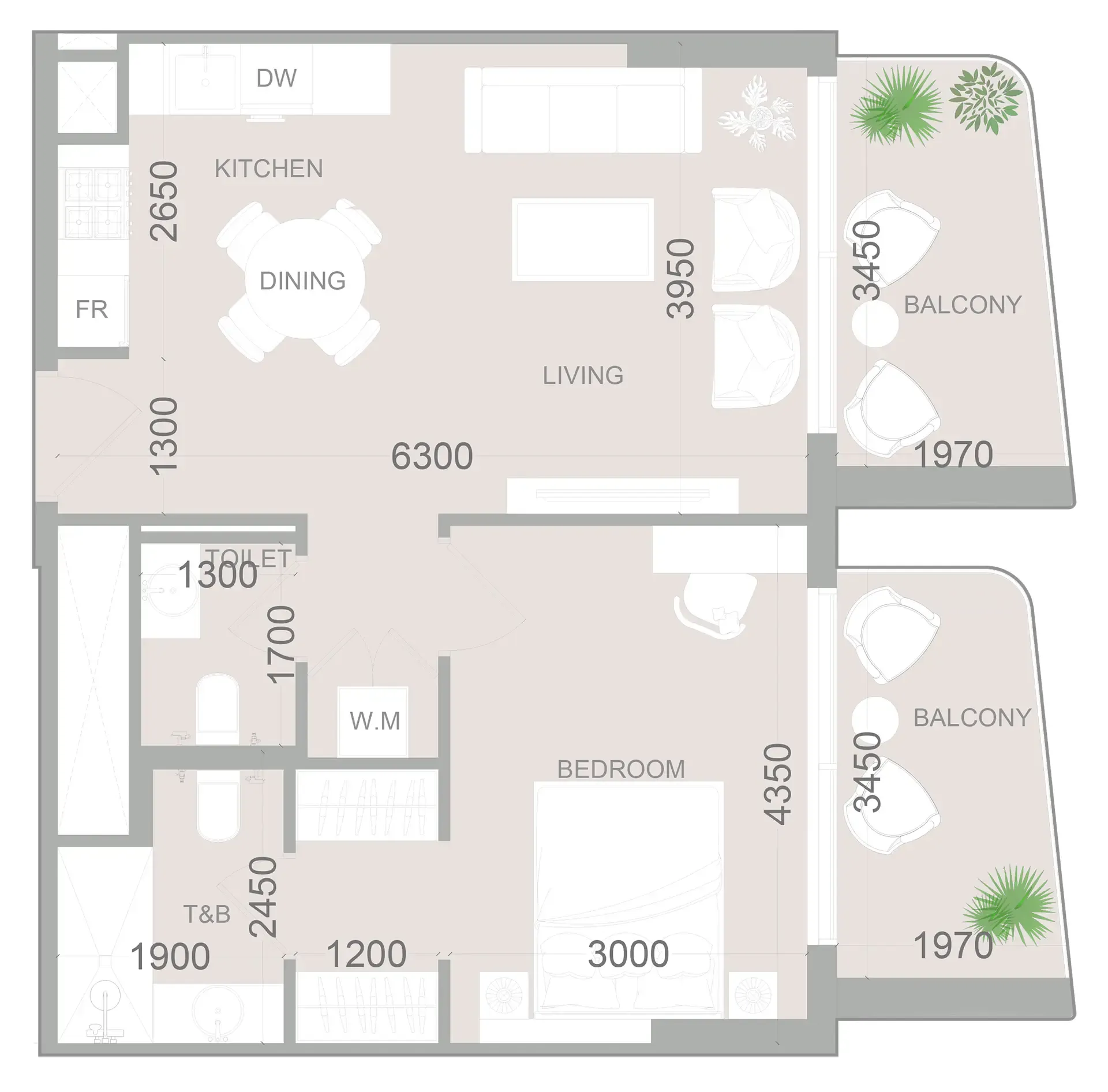 1 bedroom layout