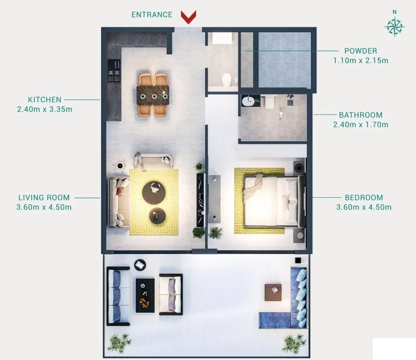 1 bedroom layout
