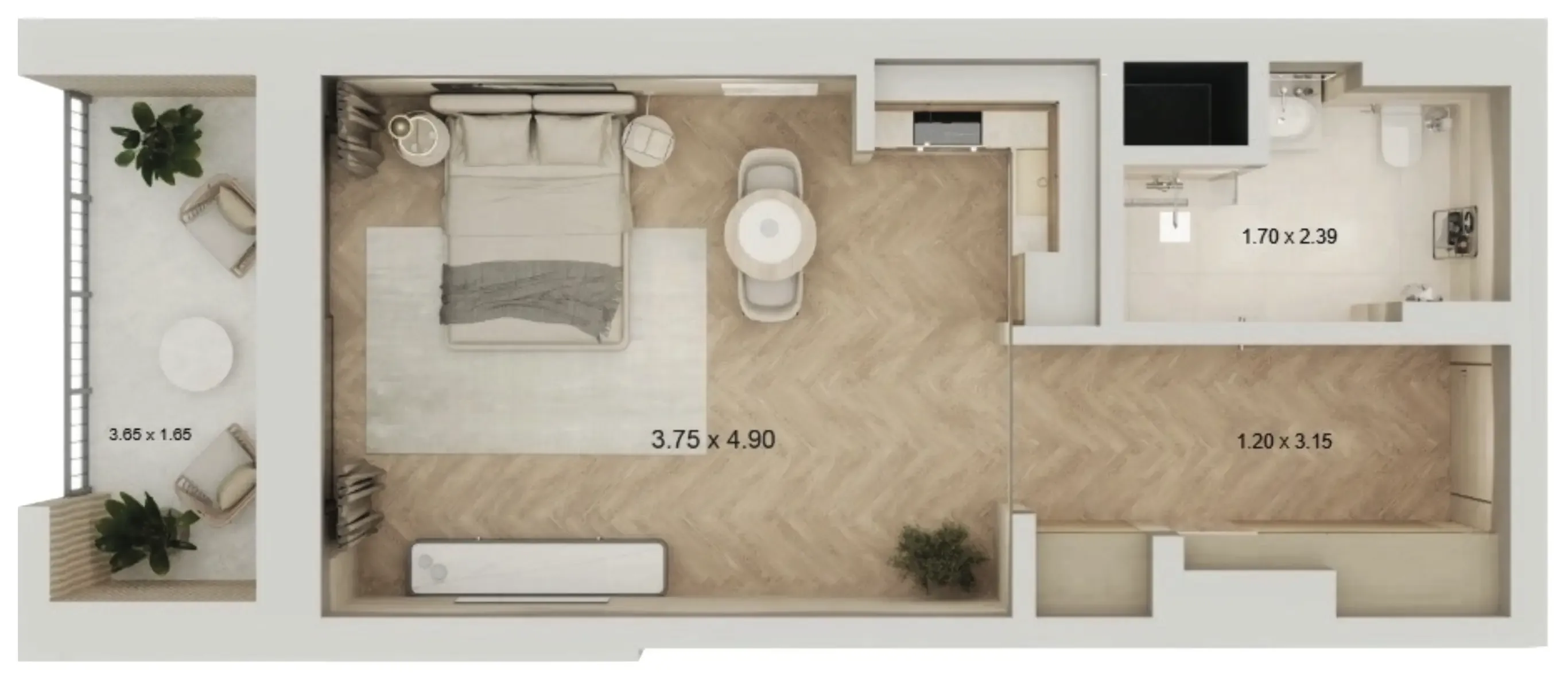 0 bedroom layout