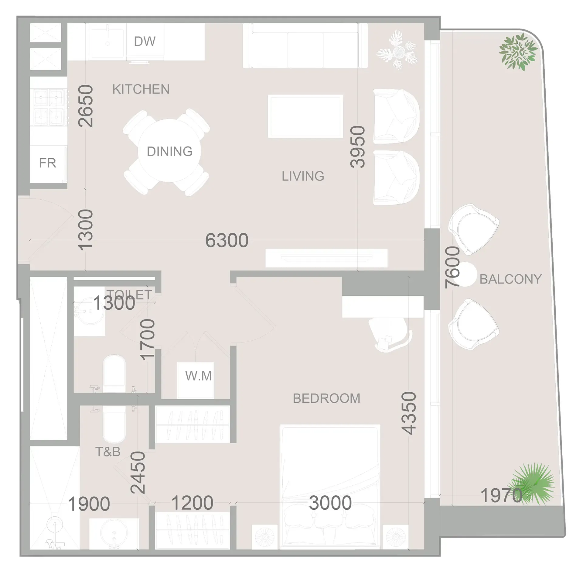 1 bedroom layout