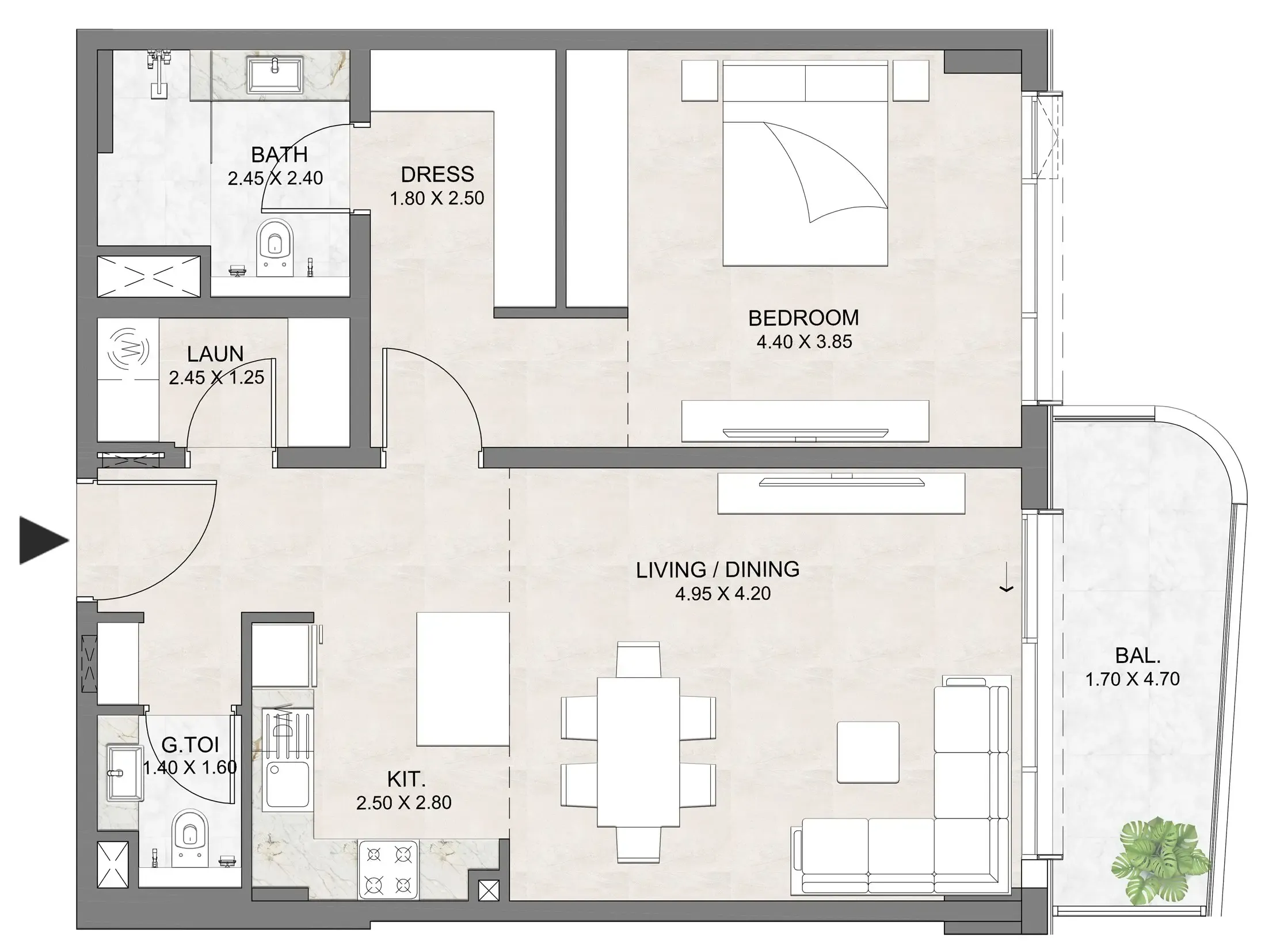 1 bedroom layout