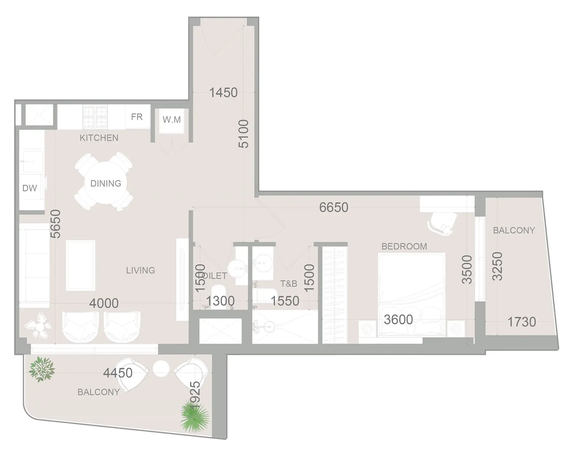1 bedroom layout