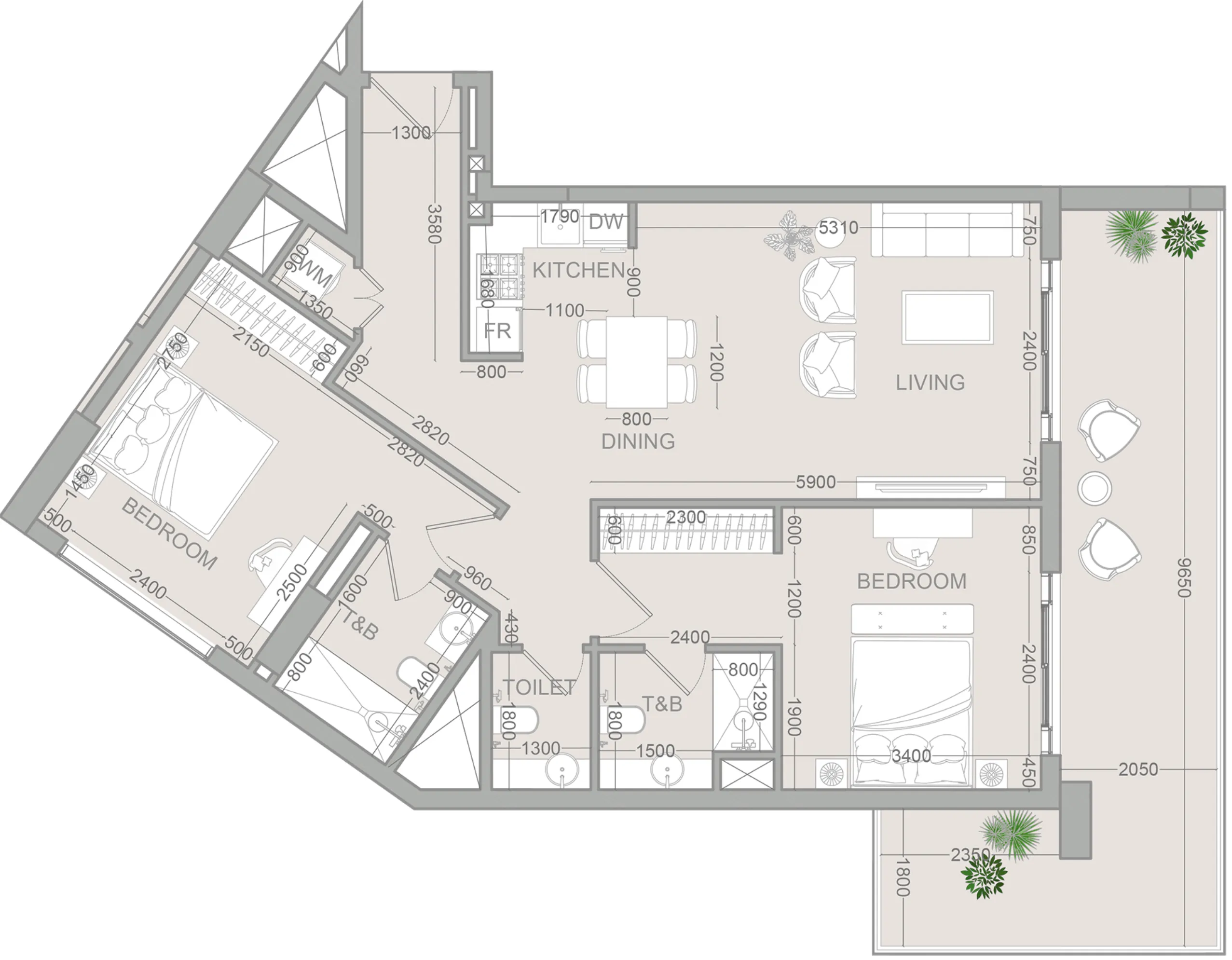2 bedroom layout