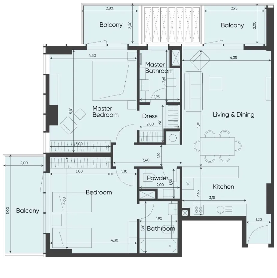 2 bedroom layout