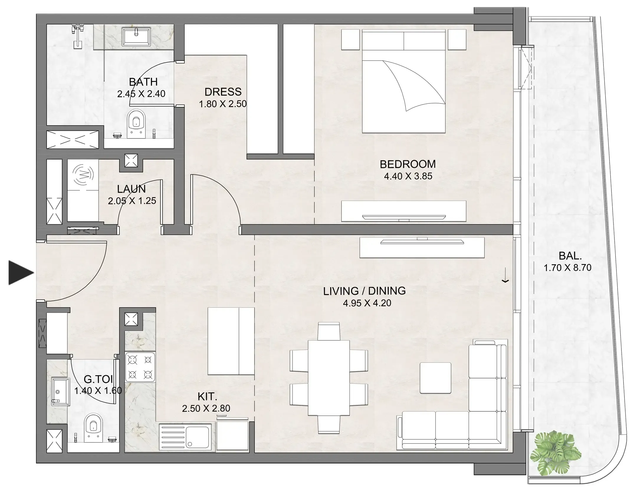 1 bedroom layout