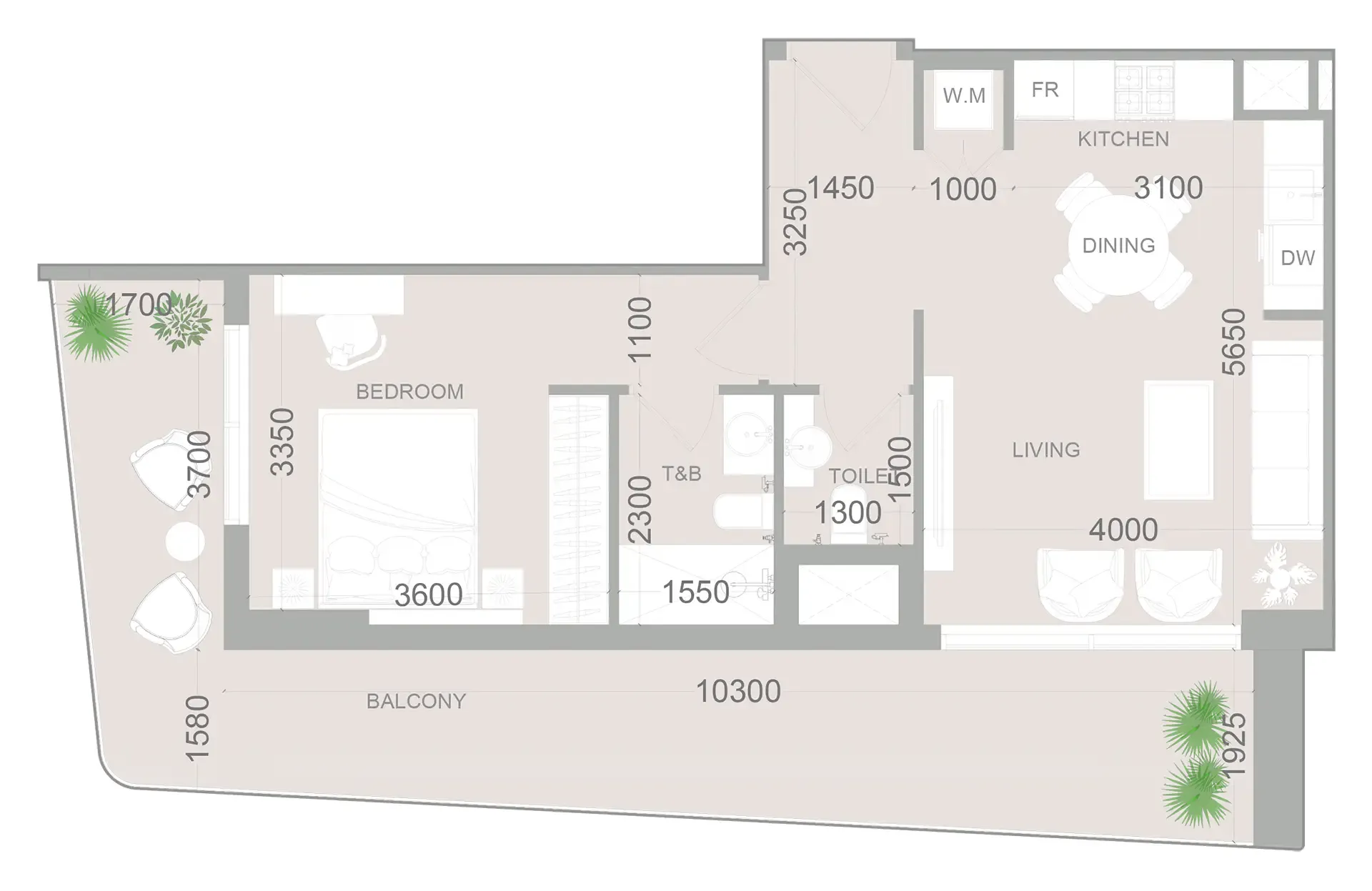 1 bedroom layout