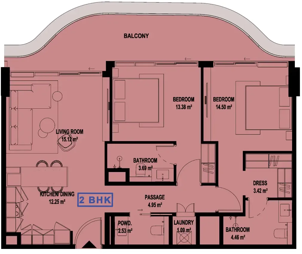 2 bedroom layout