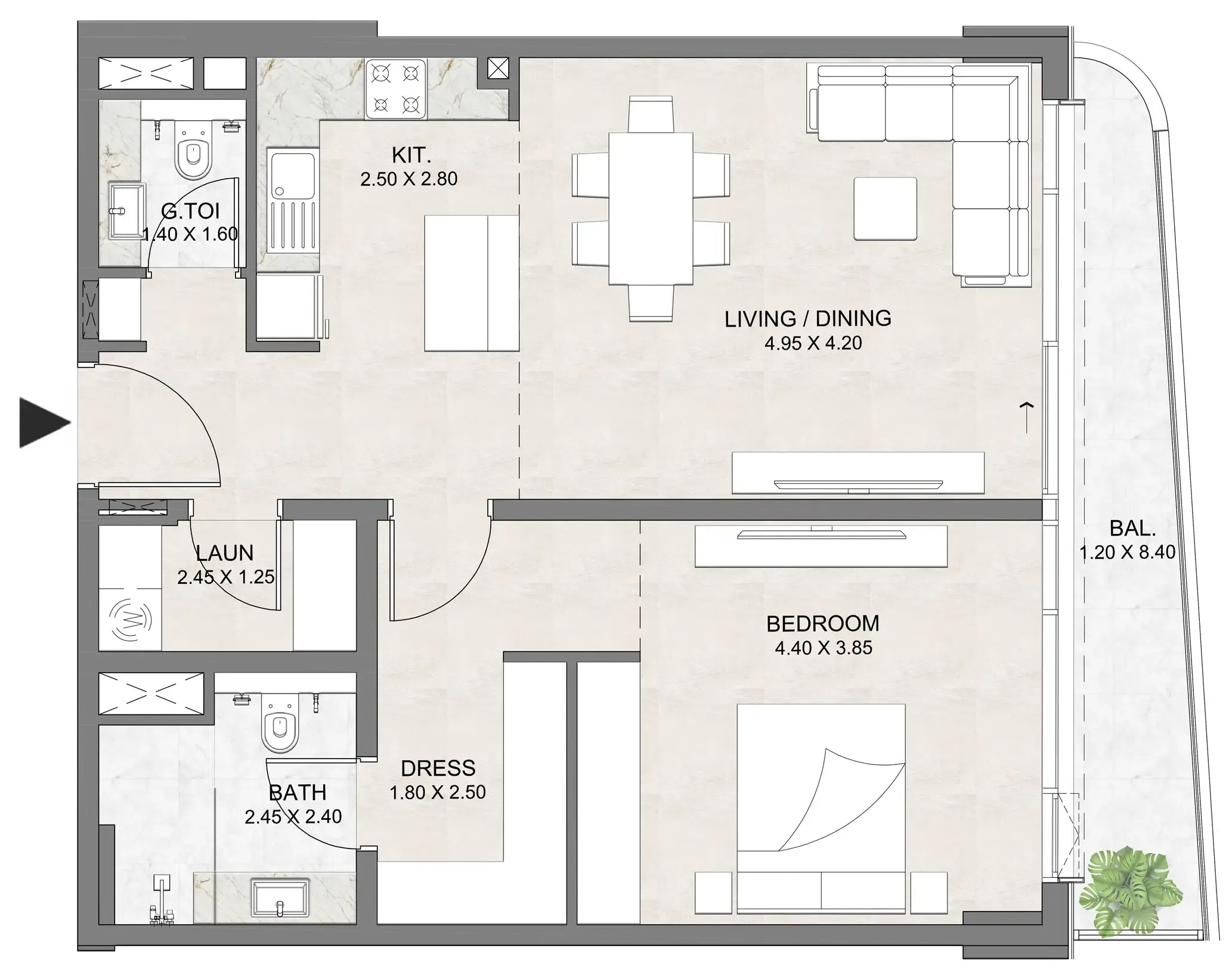 1 bedroom layout