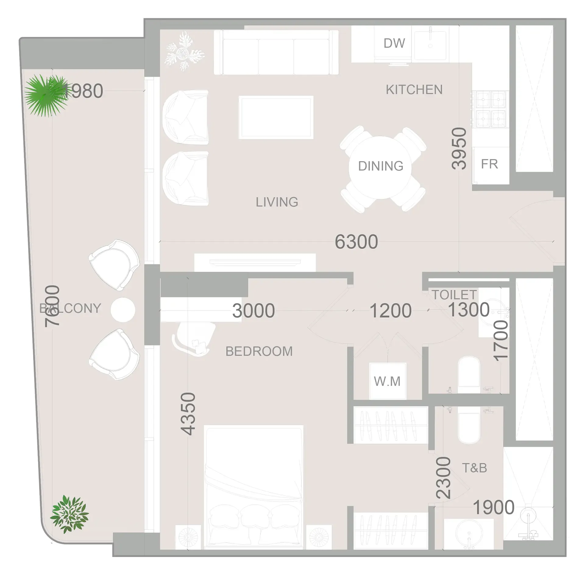 1 bedroom layout