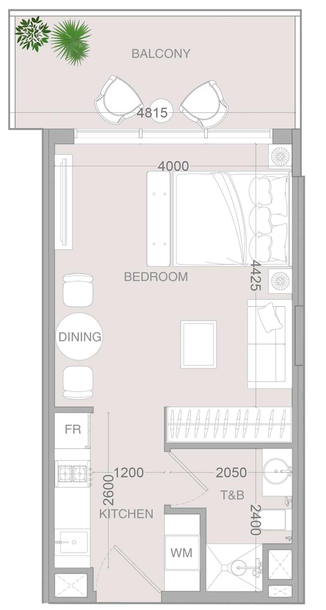 0 bedroom layout