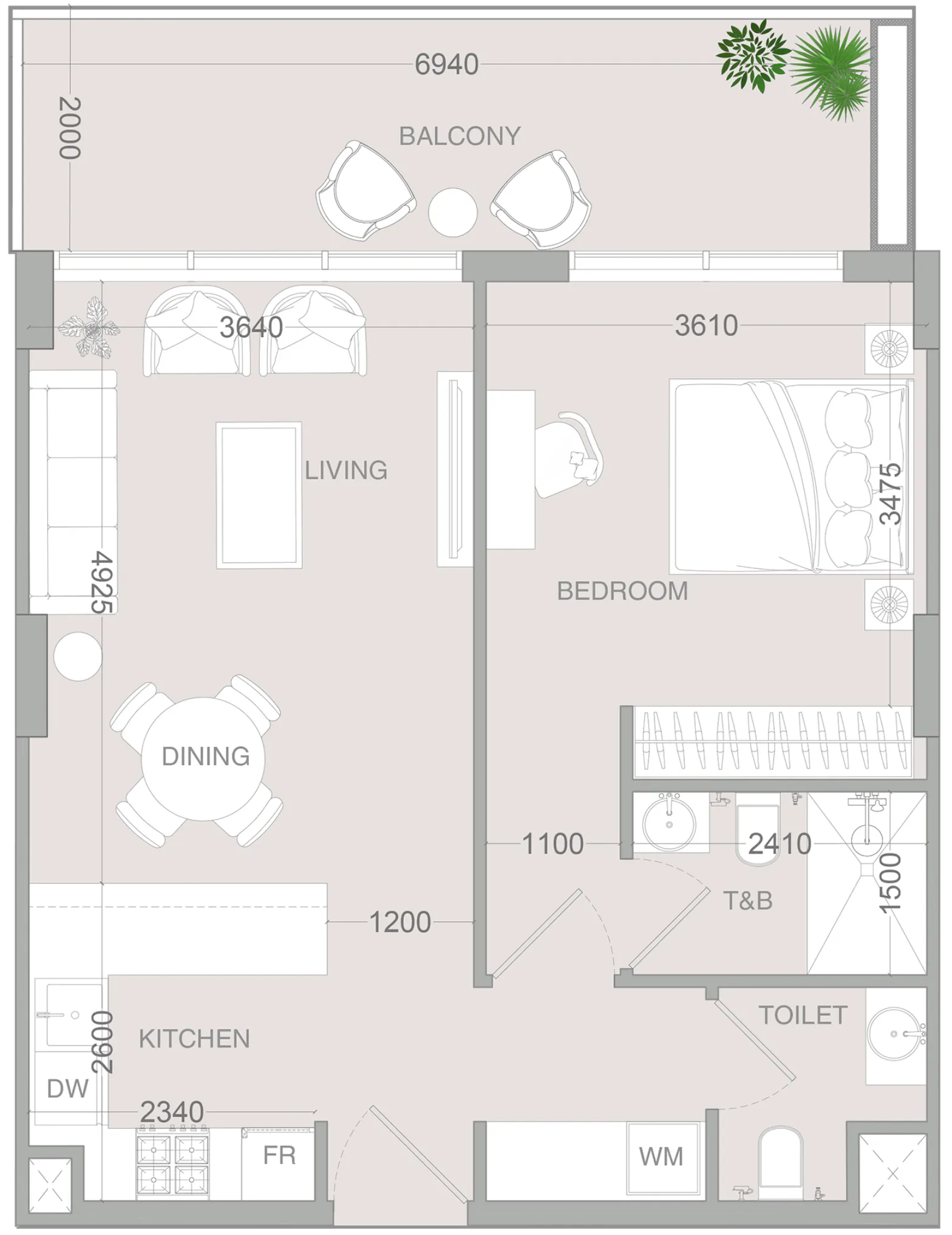 1 bedroom layout