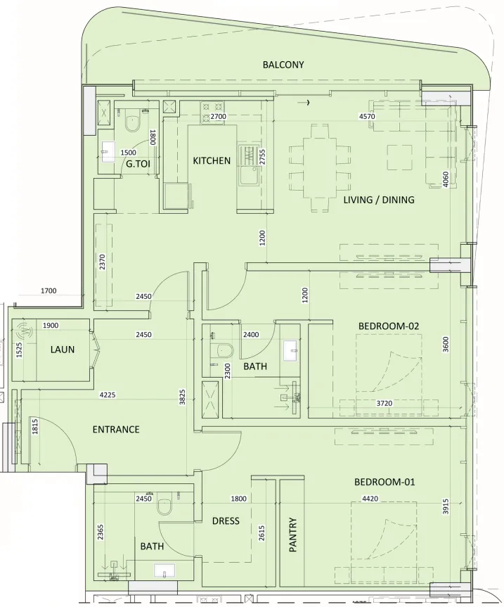 2 bedroom layout