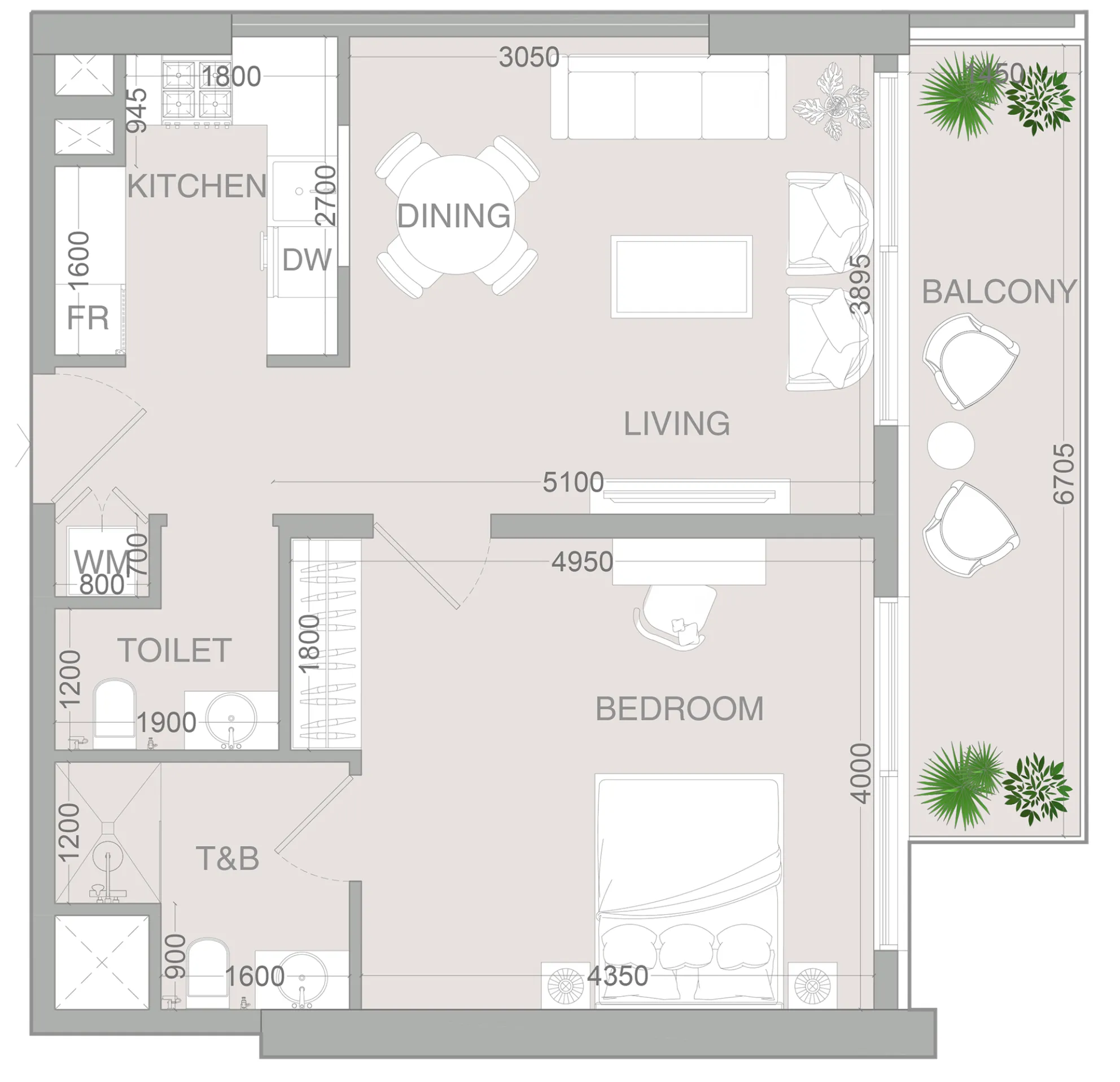 1 bedroom layout