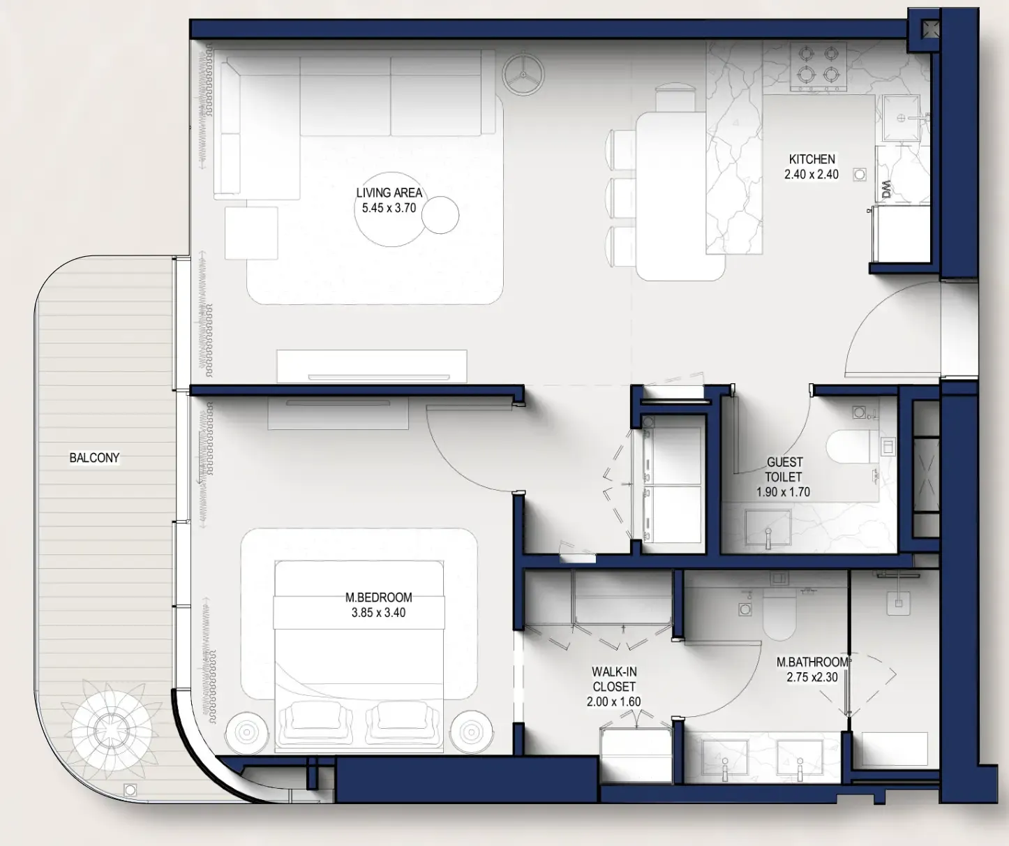1 bedroom layout