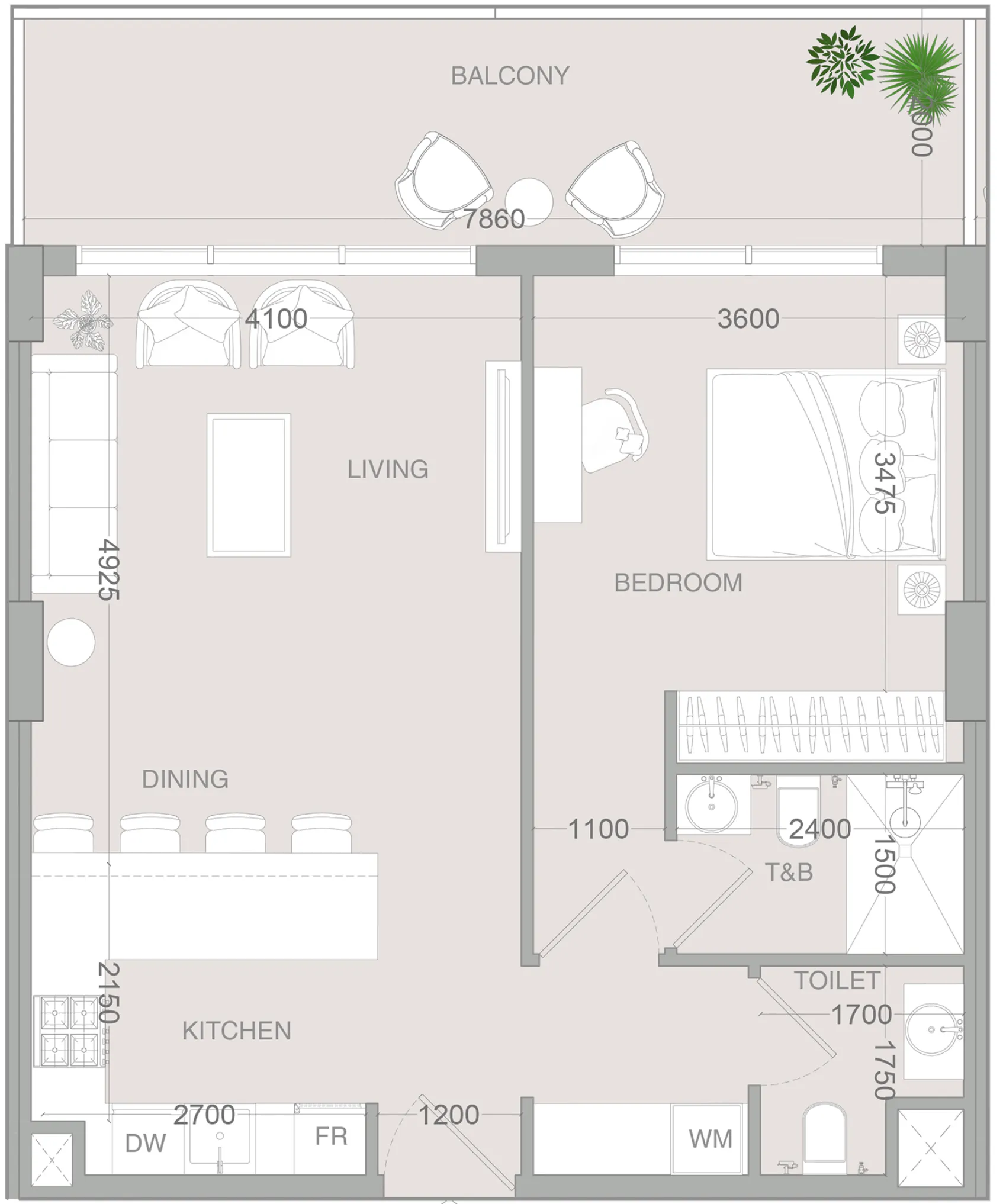 1 bedroom layout