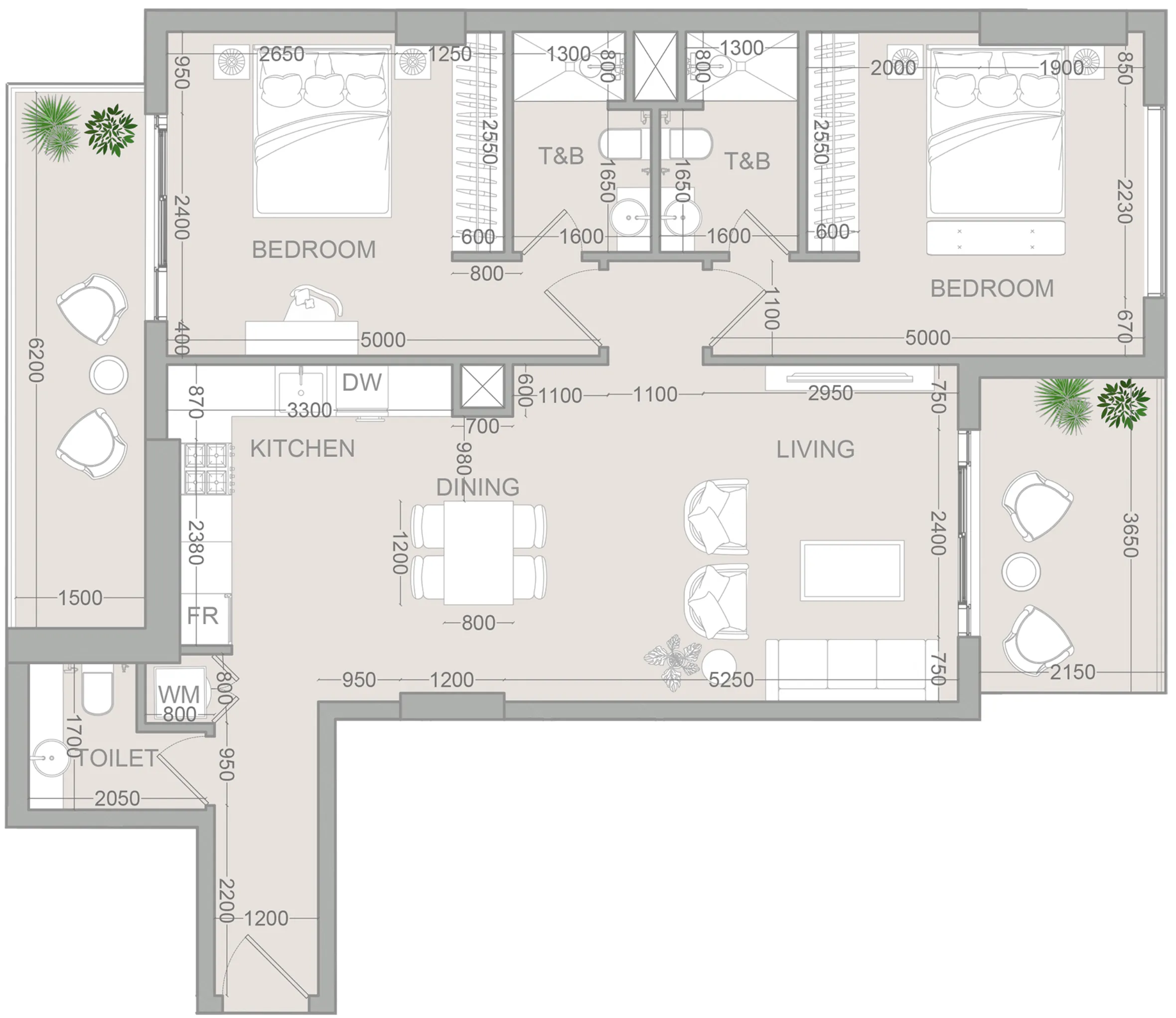 2 bedroom layout