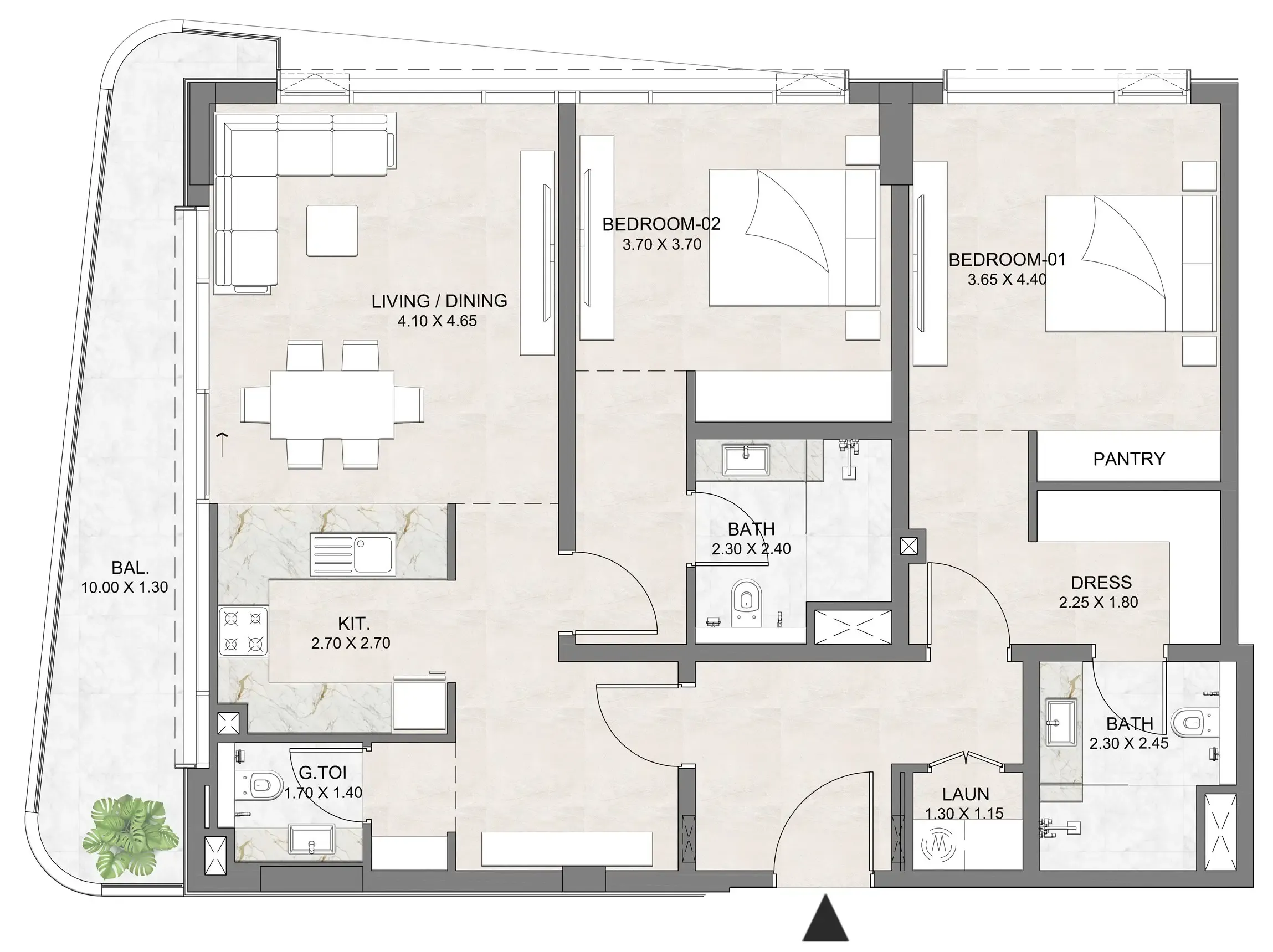 2 bedroom layout