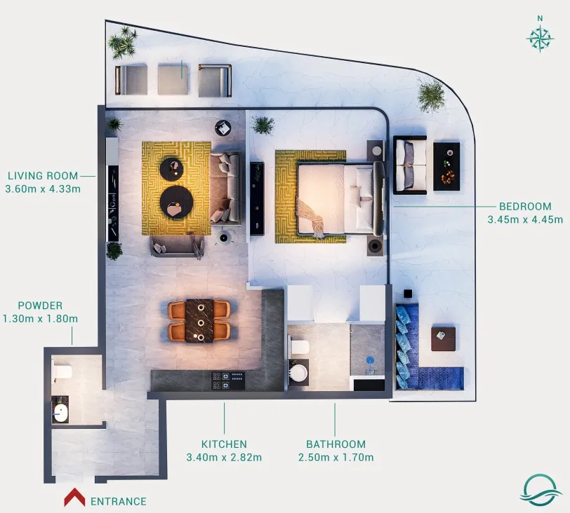 1 bedroom layout