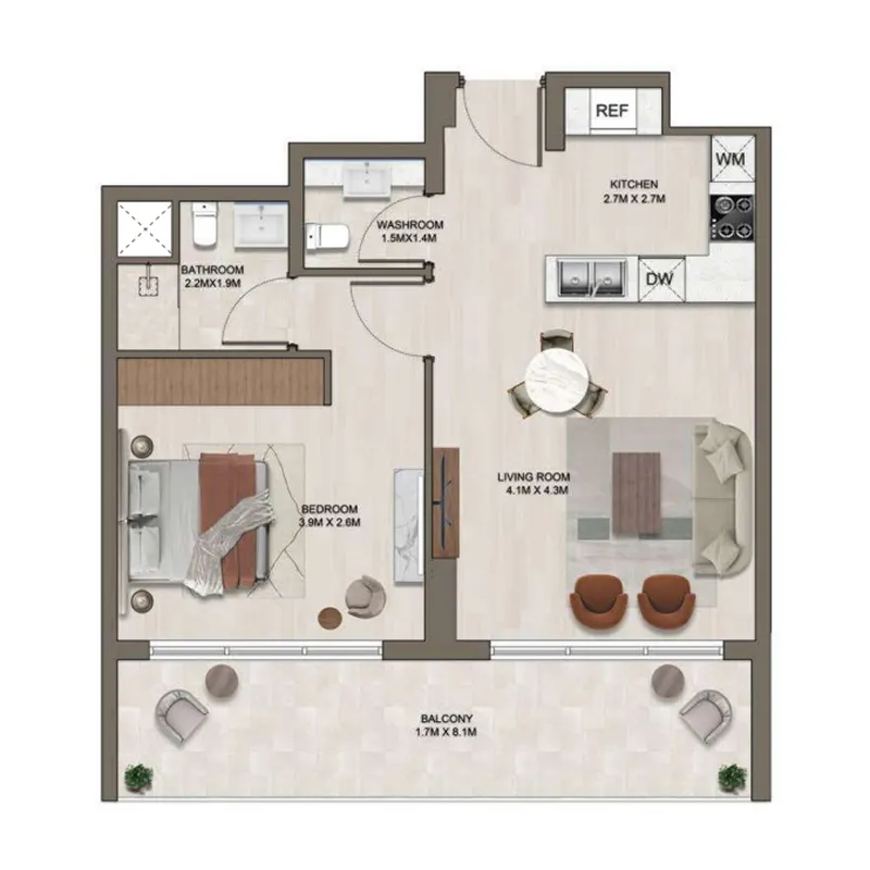 1 bedroom layout