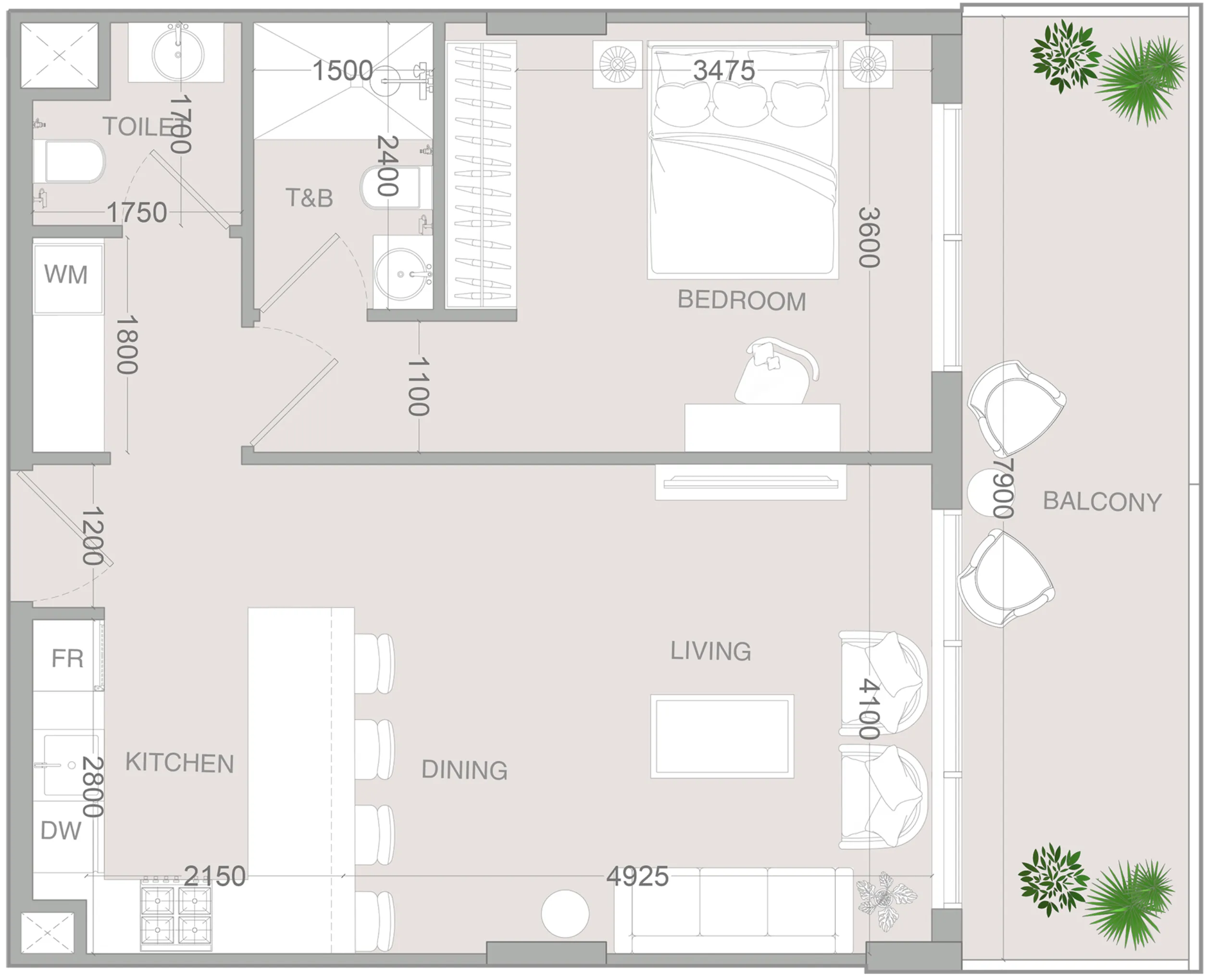 1 bedroom layout