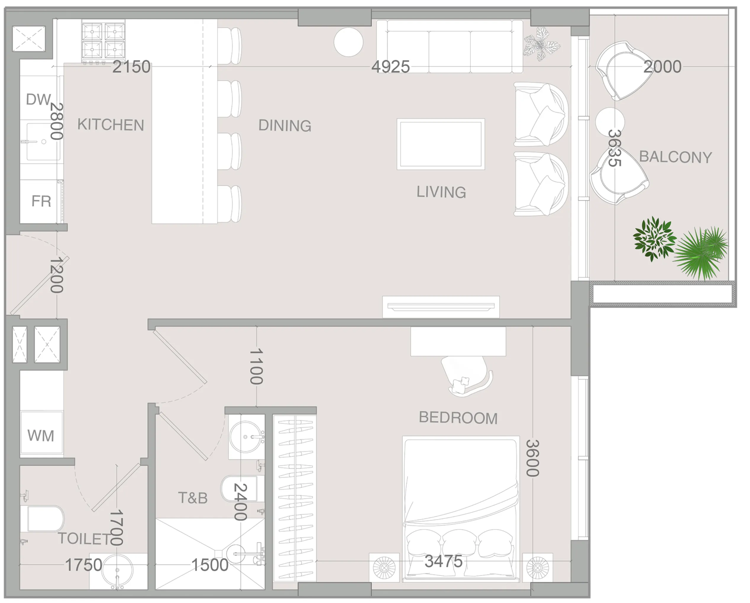 1 bedroom layout