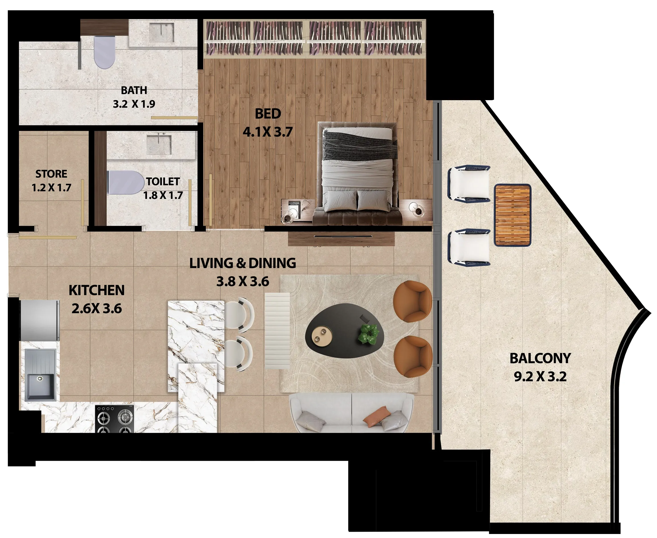 1 bedroom layout