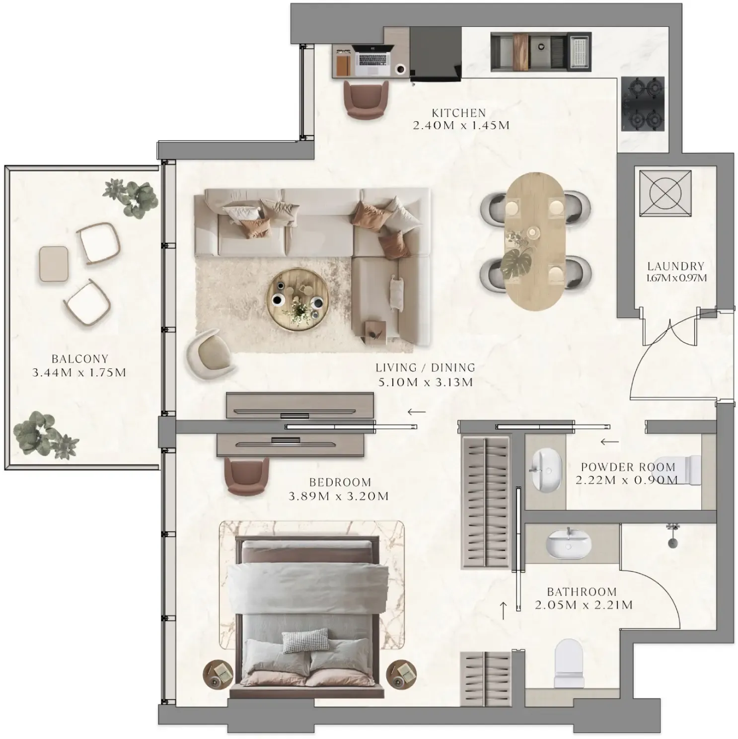 1 bedroom layout