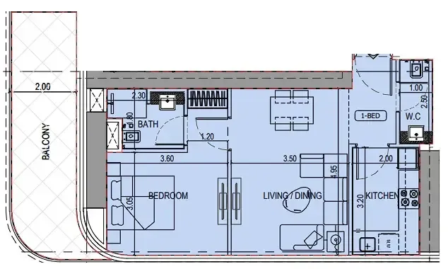 1 bedroom layout
