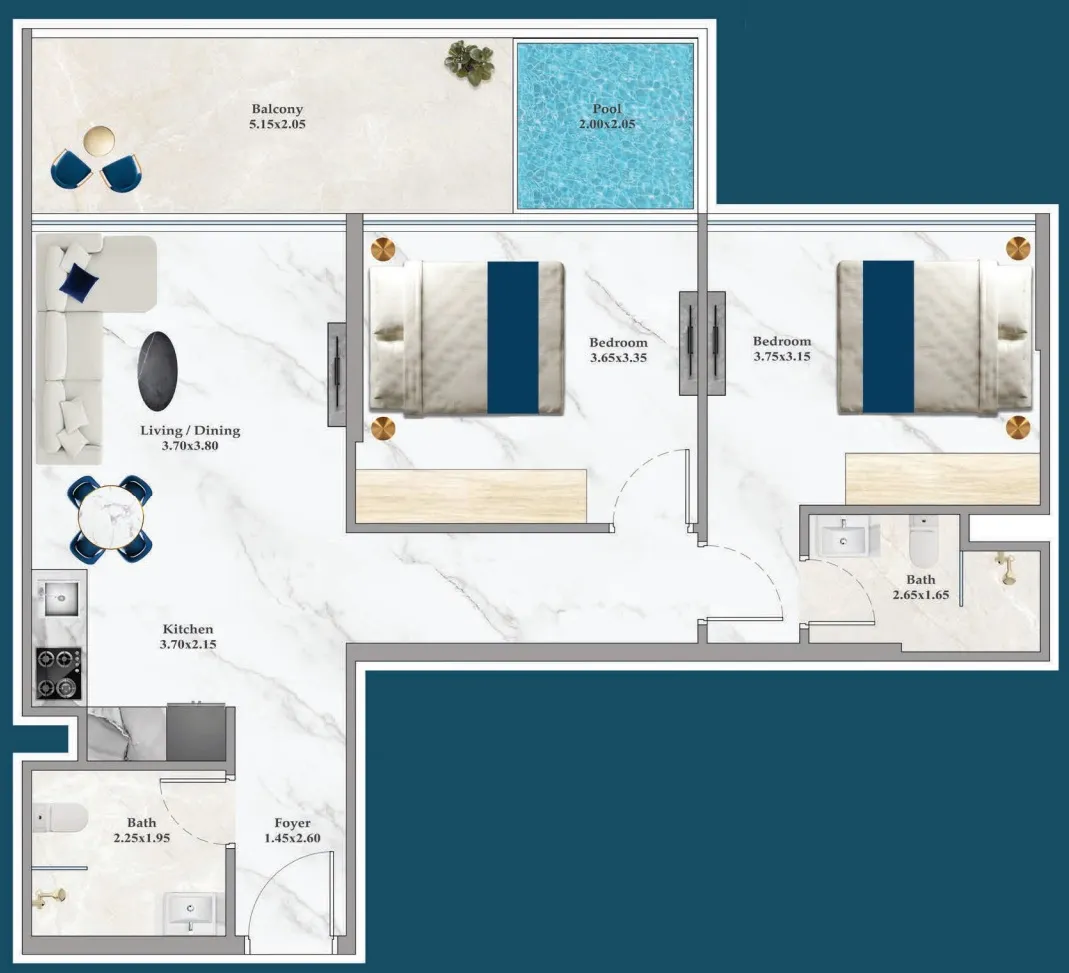 2 bedroom layout