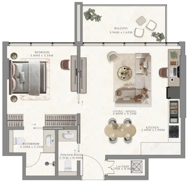 1 bedroom layout