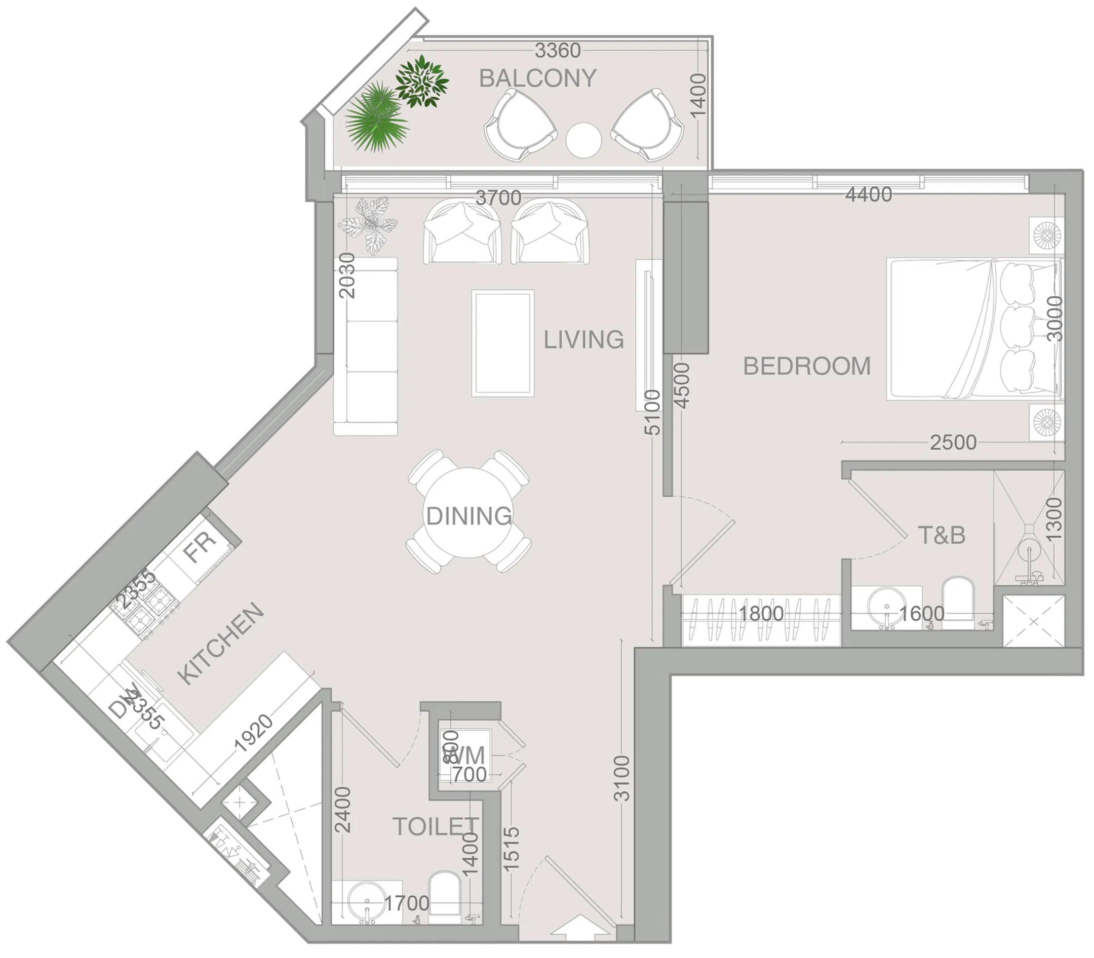 1 bedroom layout