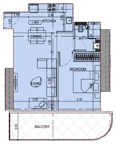 1 bedroom layout