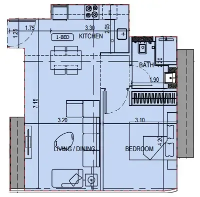 1 bedroom layout