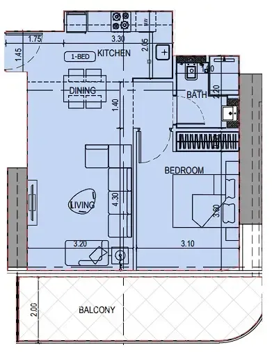 1 bedroom layout