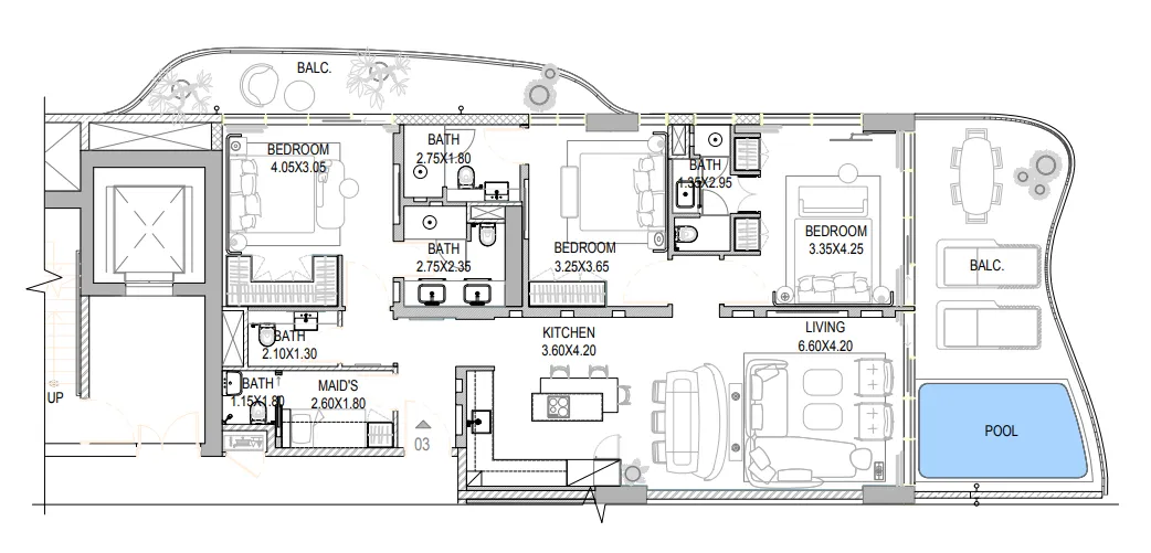 3 bedroom layout