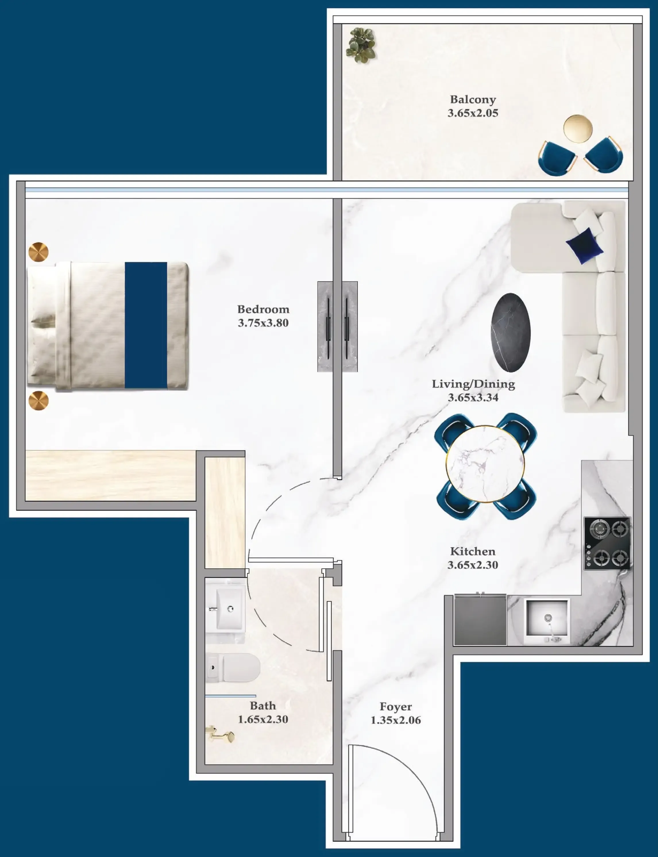 1 bedroom layout