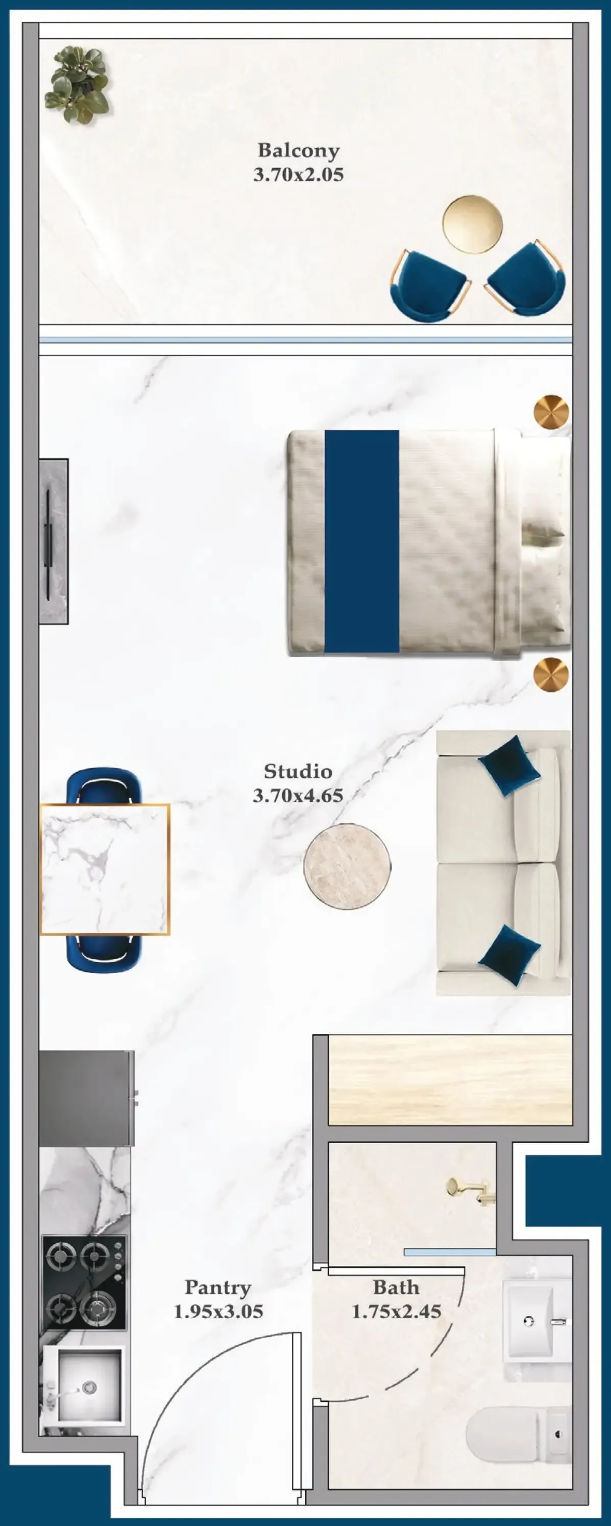 0 bedroom layout