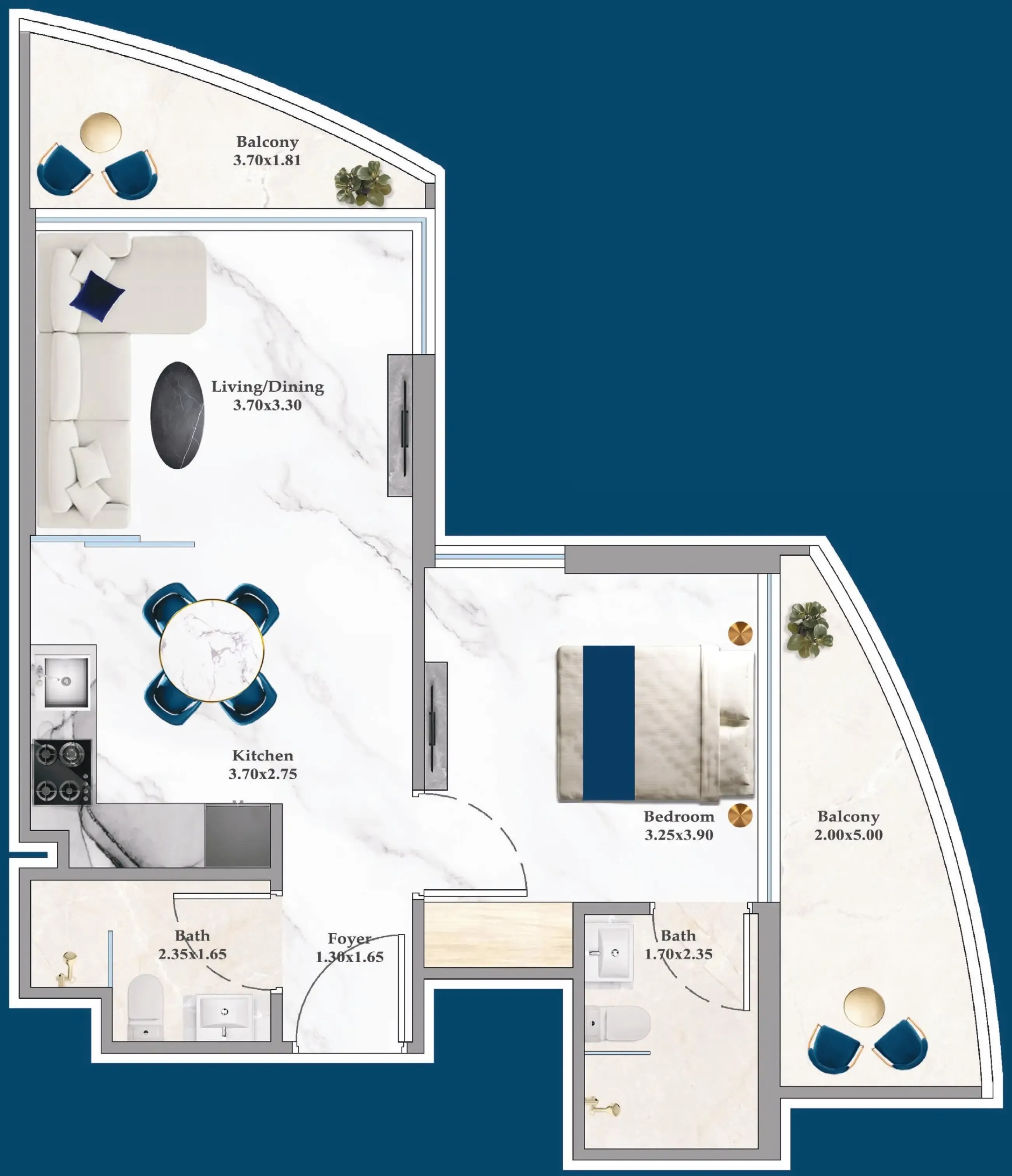 1 bedroom layout