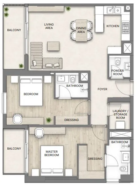 2 bedroom layout