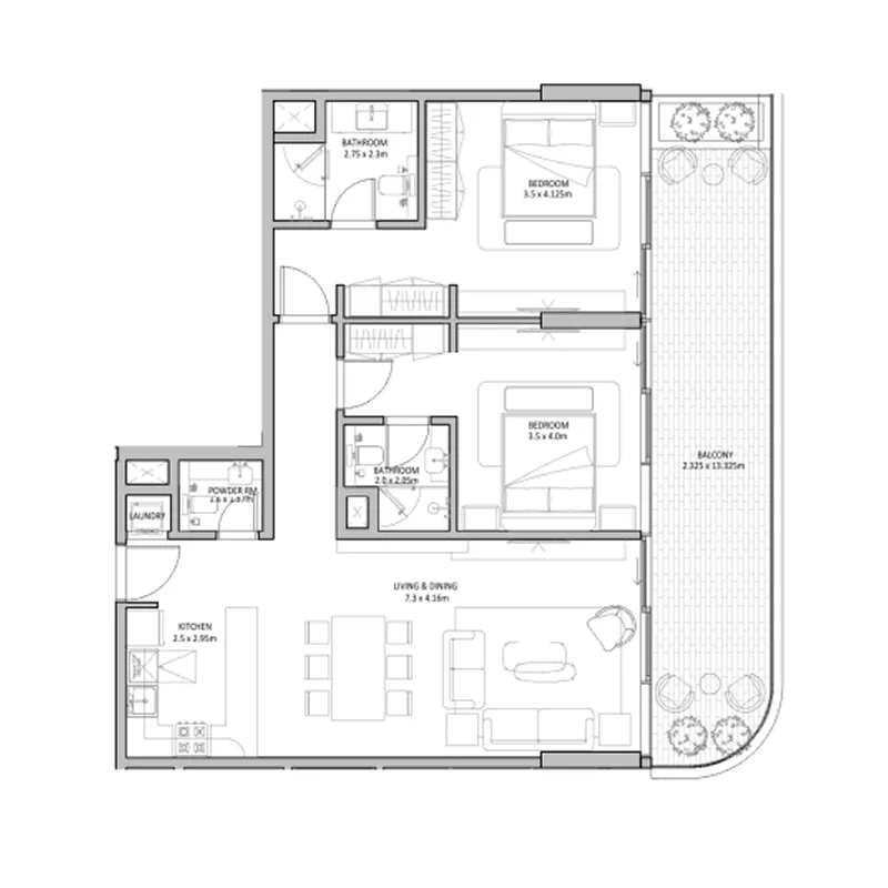 2 bedroom layout