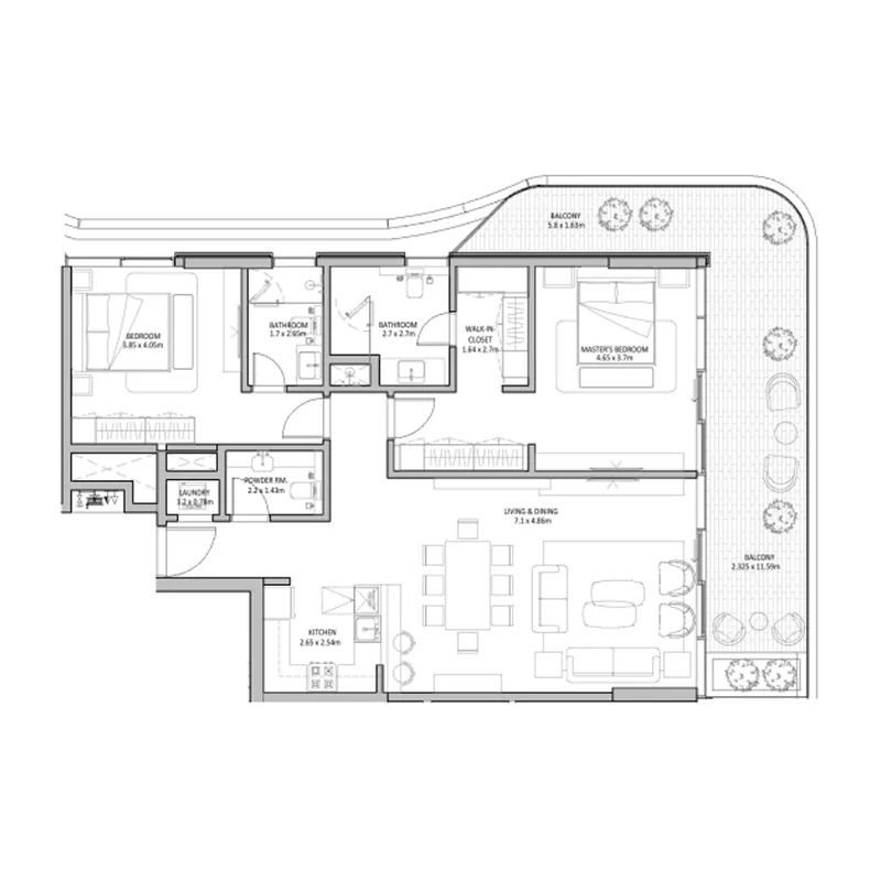2 bedroom layout