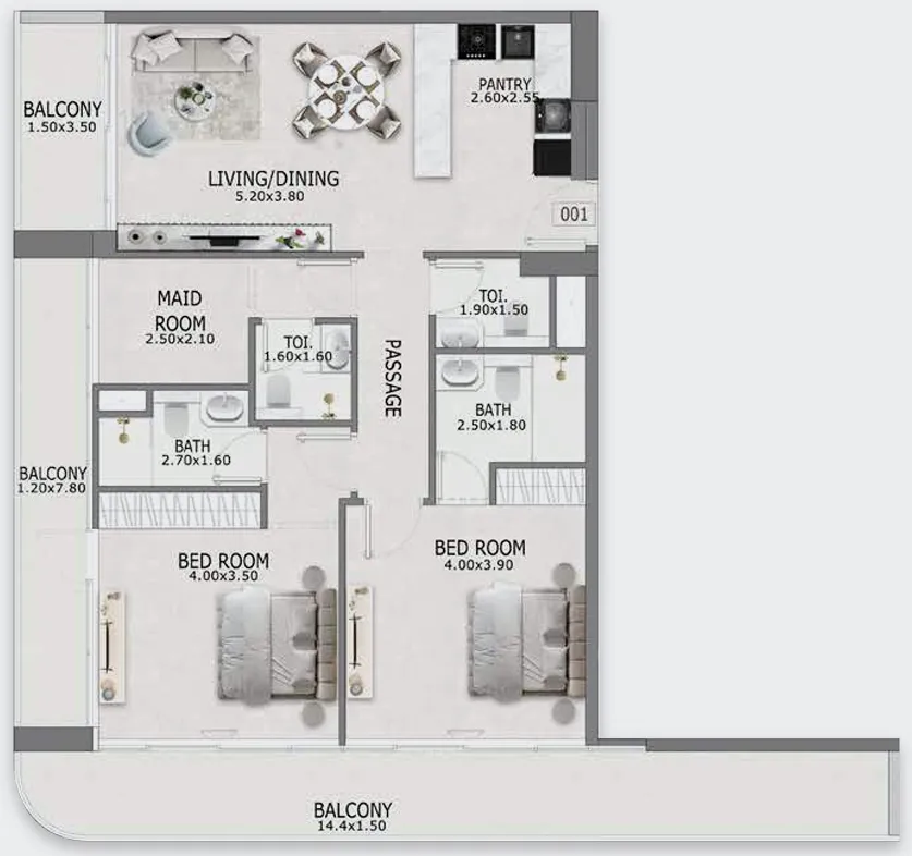 2 bedroom layout