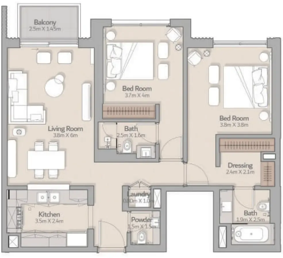 2 bedroom layout