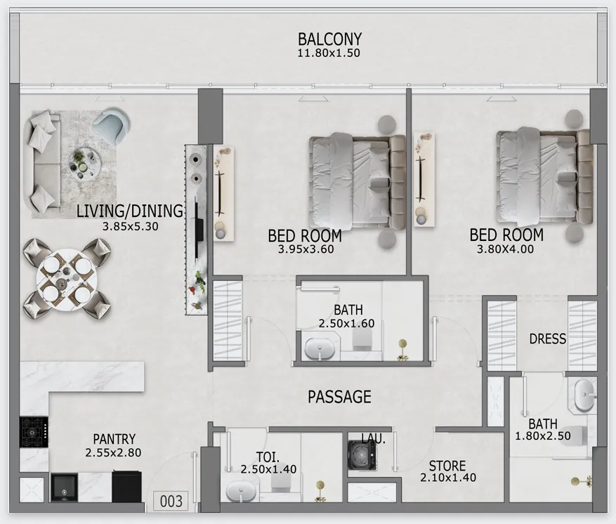 2 bedroom layout
