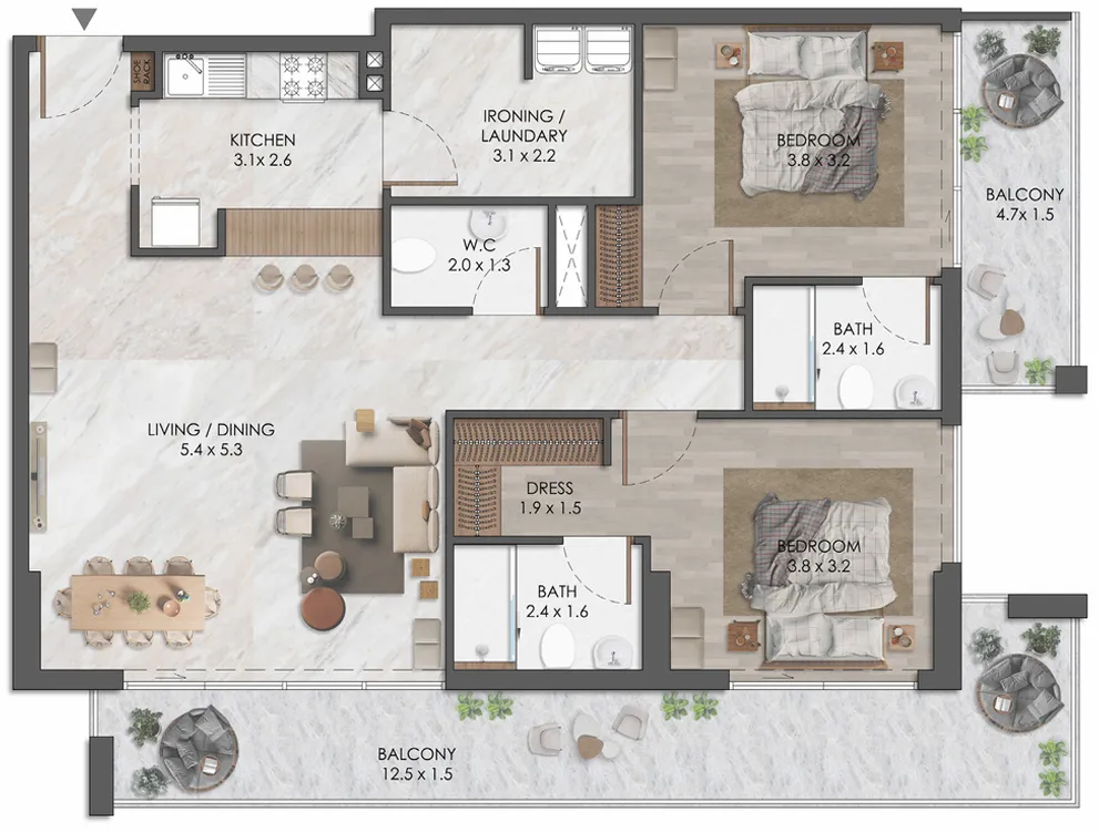 2 bedroom layout