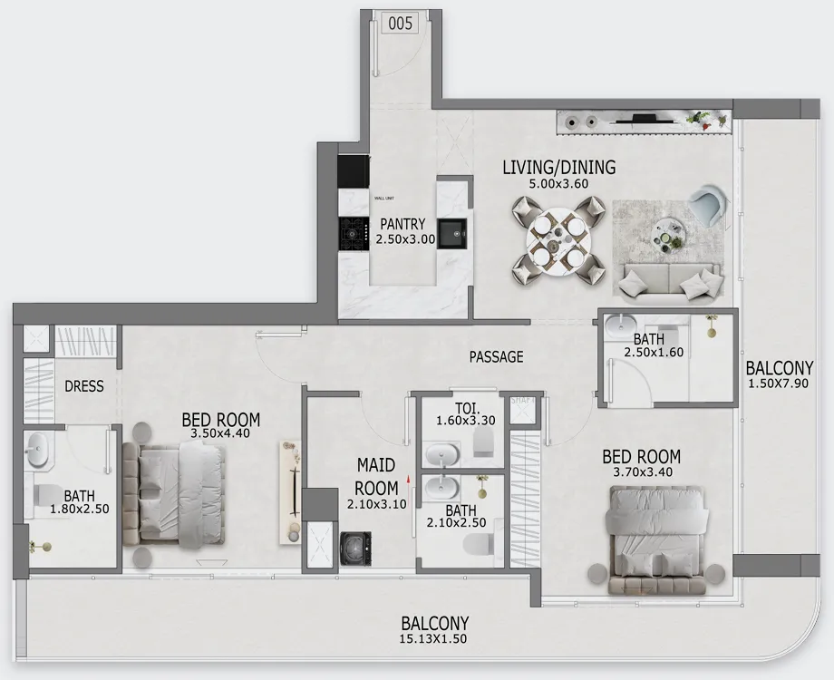 2 bedroom layout