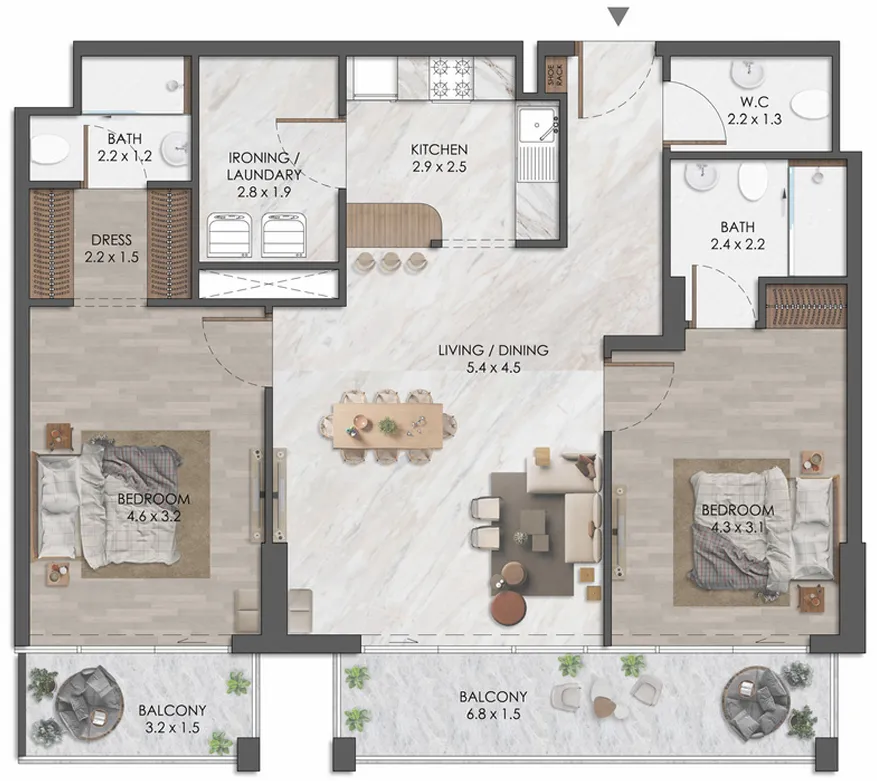 2 bedroom layout
