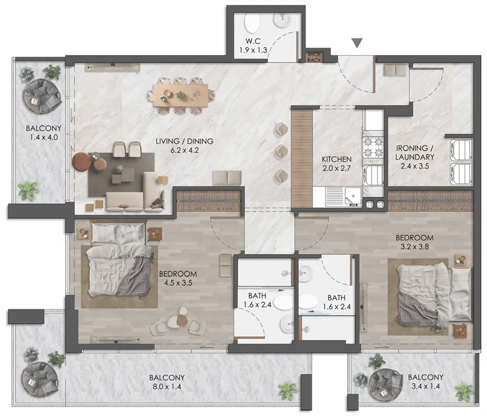 2 bedroom layout