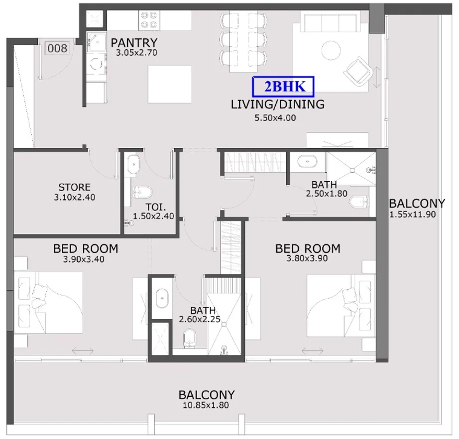 2 bedroom layout